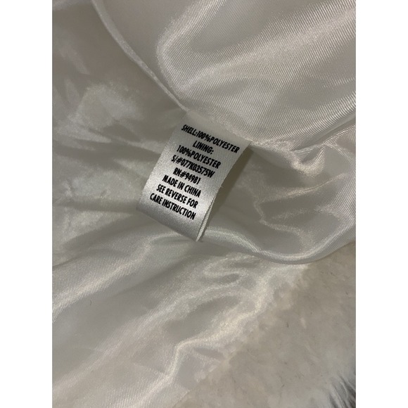 Forever 21 Jacket Women's L White Faux Fur Teddy Bolero 3/4 Sleeve Cropped Y2K - Picture 4 of 7